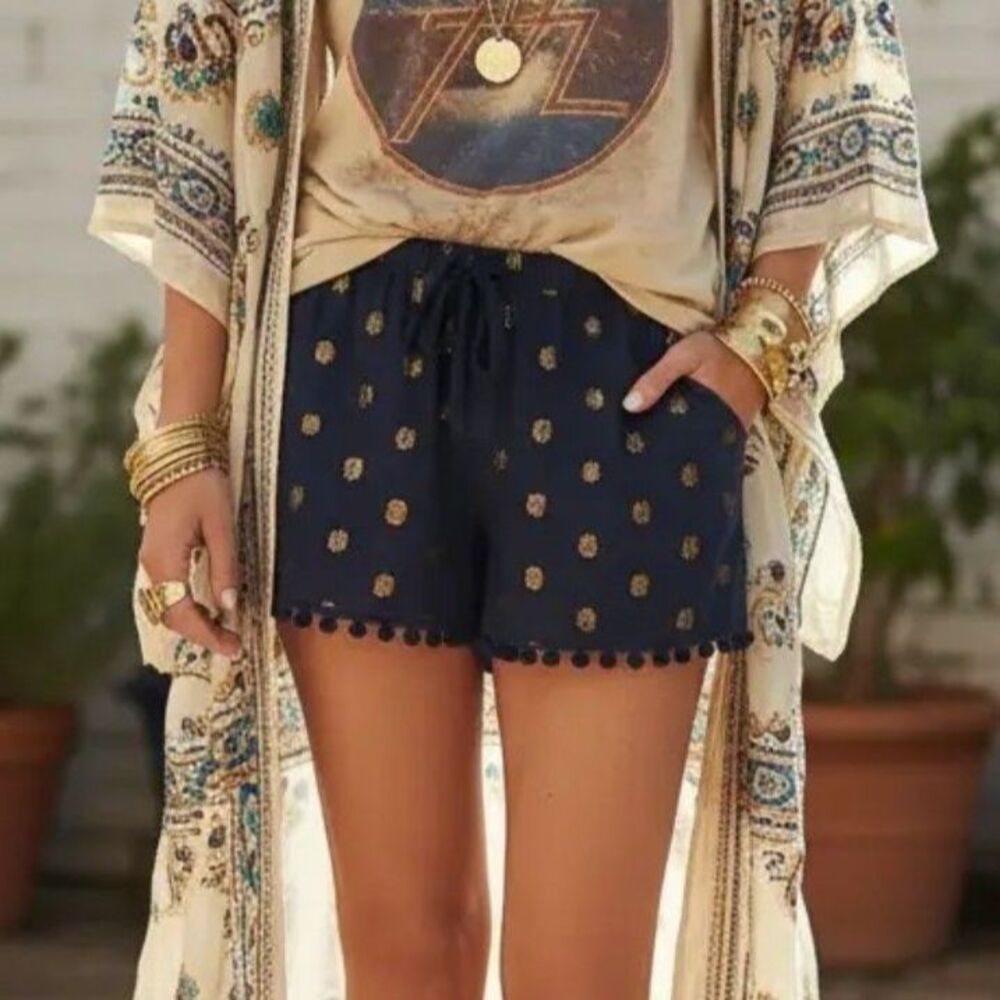 Figue Maja Pom Pom Shorts Navy/Gold